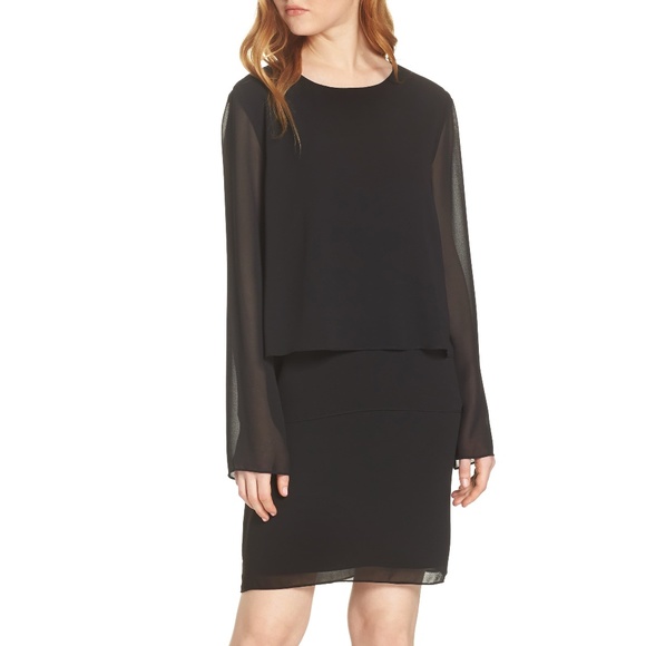 [CHARLES HENRY] Layered Popover Chiffon Dress - Picture 1 of 4